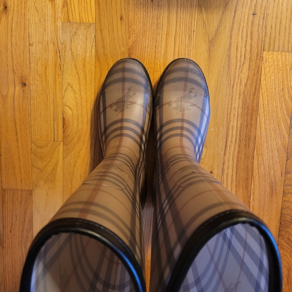 Chic Plaid Knee-High Rain Boots - Picture 3 of 8